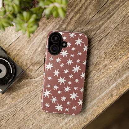 Star Pattern Tough Phone Case — Rustic Red Protective iPhone Cover