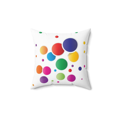 Colorful Polka Dot Throw Pillow — Bright Rainbow Decorative Cushion