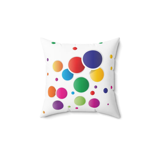 Colorful Polka Dot Throw Pillow — Bright Rainbow Decorative Cushion