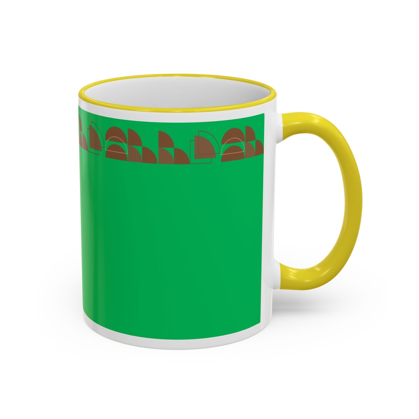 Green Floral Accent Rim Mug — Botanical Pattern 11oz/15oz