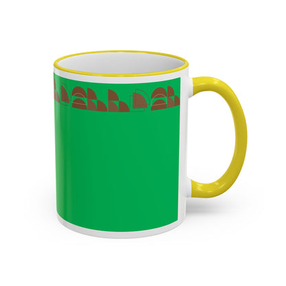 Green Floral Accent Rim Mug — Botanical Pattern 11oz/15oz