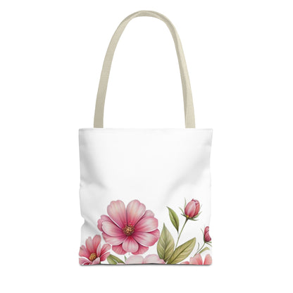 Floral Pink Blossom Tote Bag – Watercolor Flower AOP Shopper
