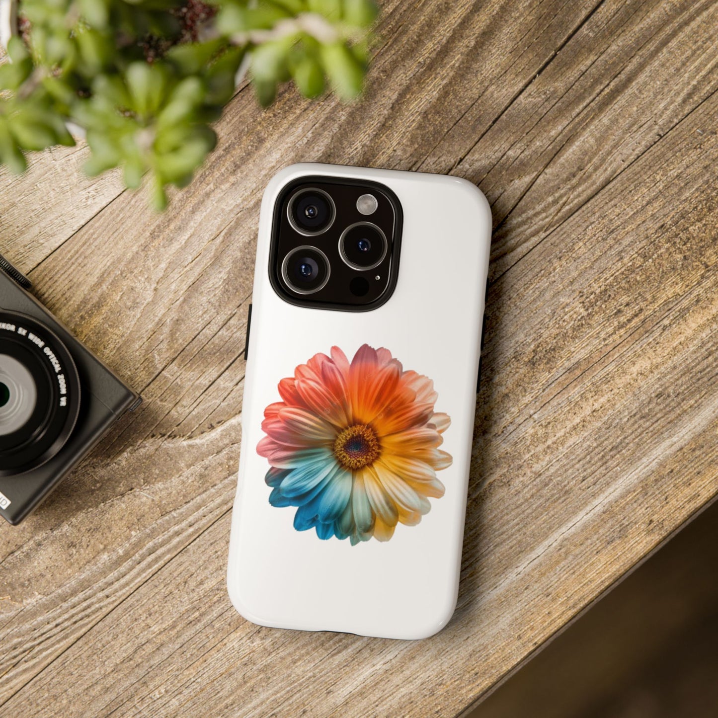 Tough Phone Case — Rainbow Daisy Floral Protective Cover