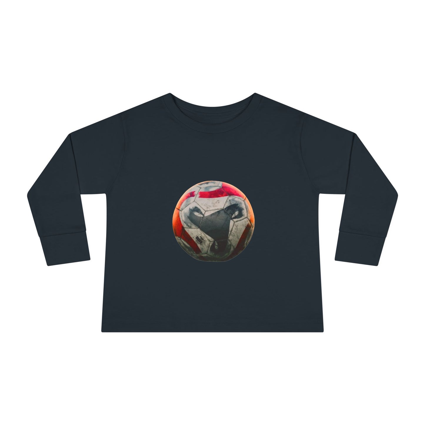 Toddler Long Sleeve Tee — Colorful Soccer Ball Graphic Kids Shirt