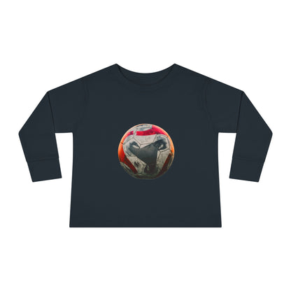 Toddler Long Sleeve Tee — Colorful Soccer Ball Graphic Kids Shirt