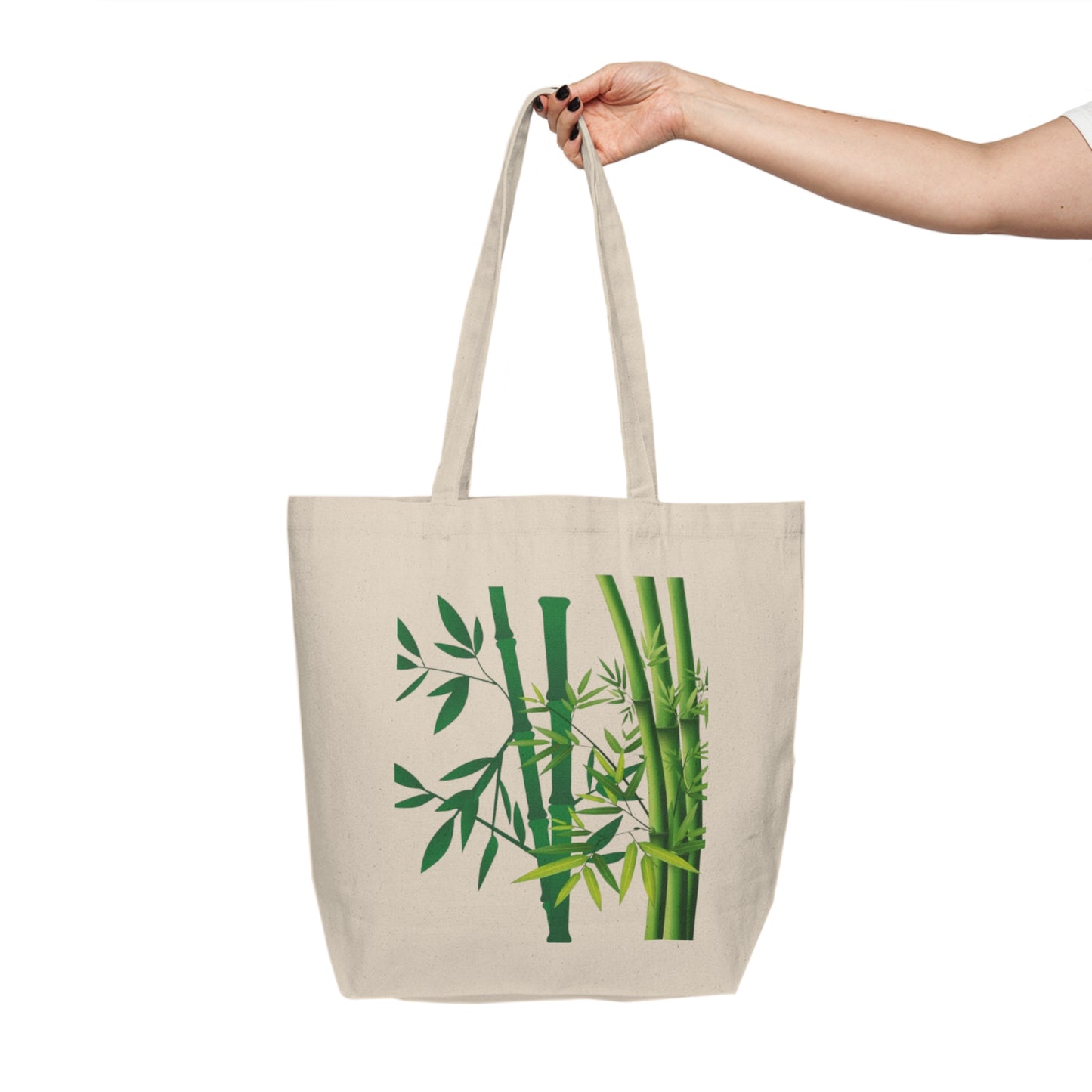 Bamboo Print Canvas Tote Bag — Eco-Friendly Grocery & Market Shopping Tote