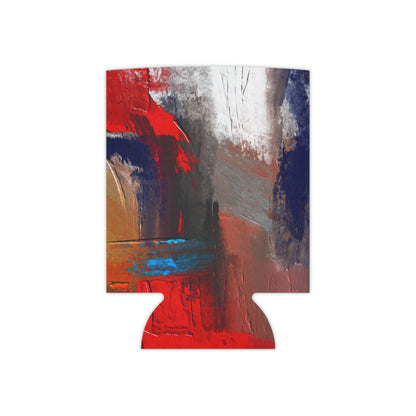 Abstract Red & Blue Brushstroke Can Cooler