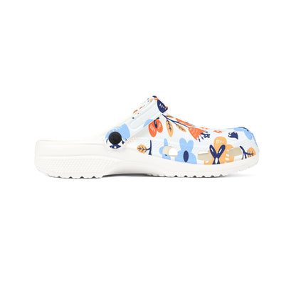 Floral EVA Foam Clogs – Blue Orange Garden Slip-On Shoes