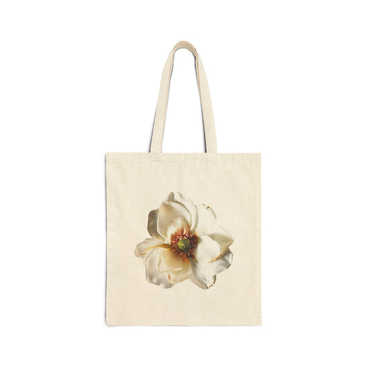 Vintage Magnolia Canvas Tote Bag — Floral Market & Grocery Tote