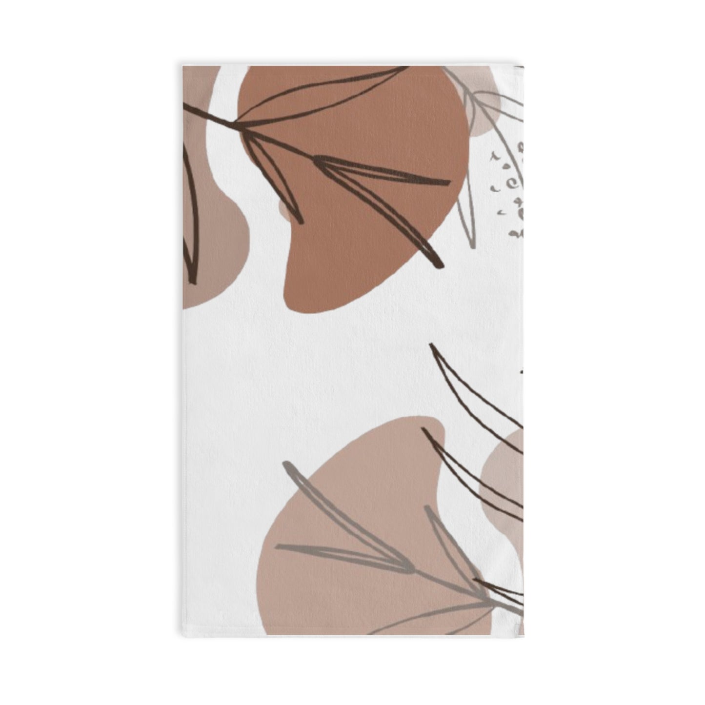 Abstract Neutral Leaf Hand Towel — Earth Tone Botanical Bathroom Décor