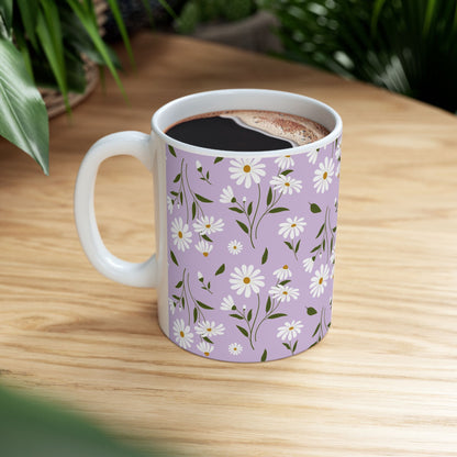 Daisy Floral Ceramic Mug – Lavender Ditsy Flower Coffee Cup (11oz & 15oz)
