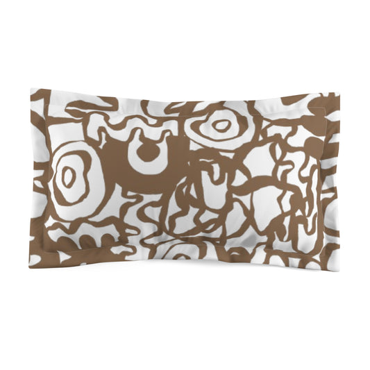 Abstract Brown Floral Pillow Sham — Microfiber Decorative Pillowcase