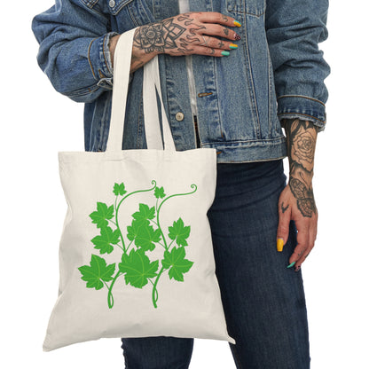 Green Ivy Vines Tote Bag — Eco-Friendly Natural Canvas Grocery & Market Bag