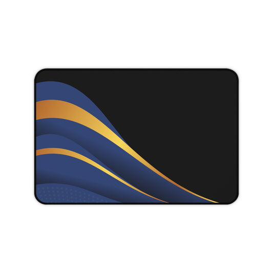 Desk Mat — Sleek Navy & Gold Wave Gaming/Office Mouse Pad