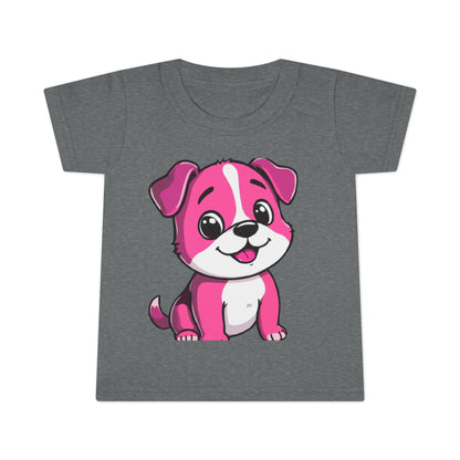 Toddler T-Shirt — Cute Pink Puppy Cartoon Tee for Kids