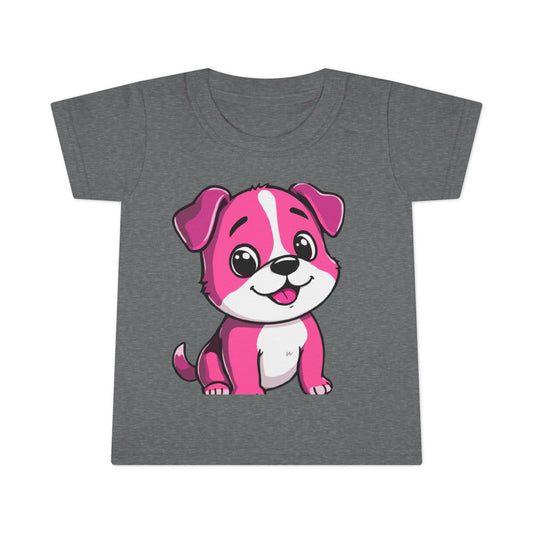 Toddler T-Shirt — Cute Pink Puppy Cartoon Tee for Kids