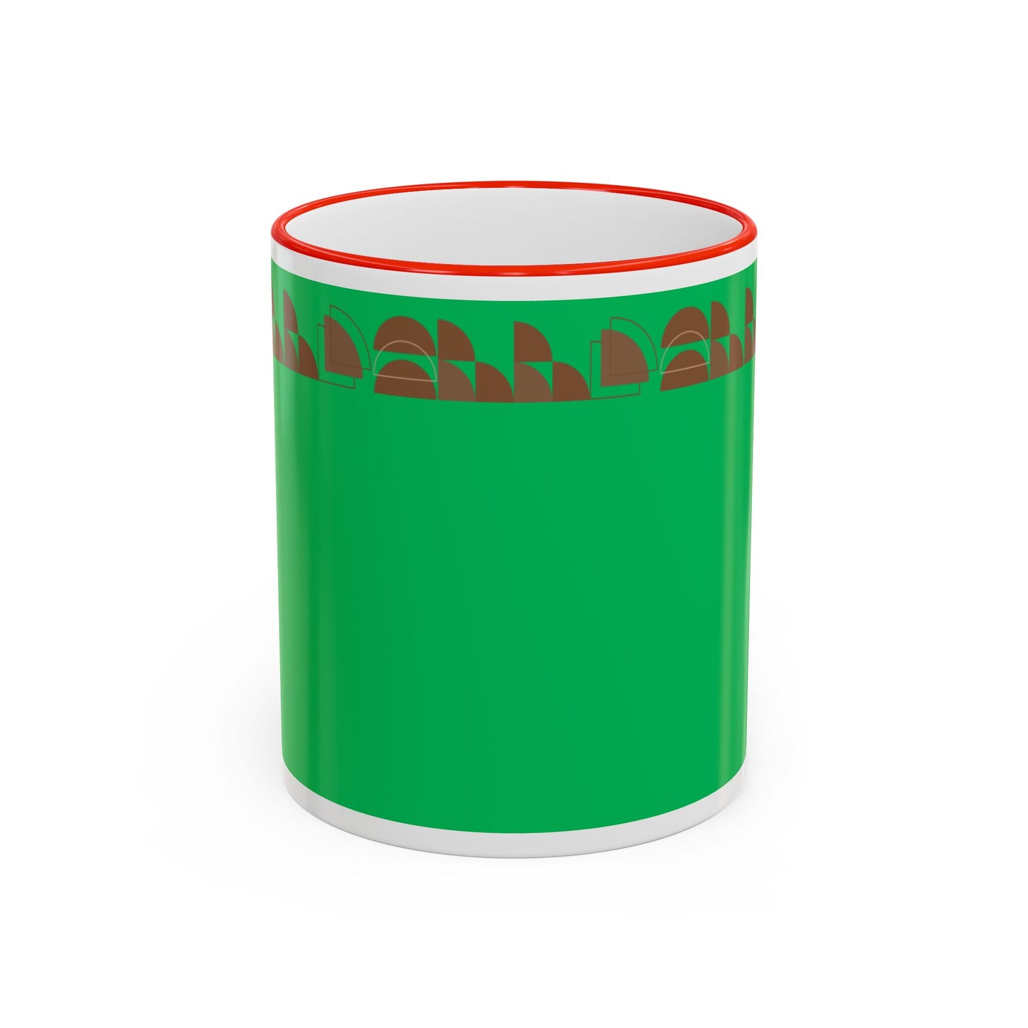 Green Floral Accent Rim Mug — Botanical Pattern 11oz/15oz