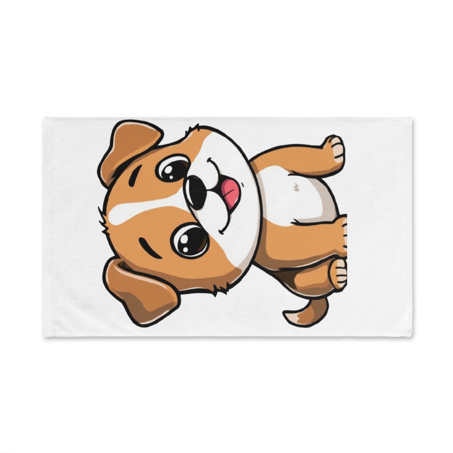 Cute Cartoon Puppy Hand Towel — Adorable Dog Face Bathroom or Kitchen Towel