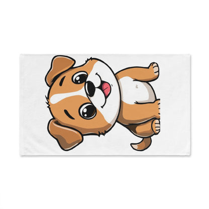Cute Cartoon Puppy Hand Towel — Adorable Dog Face Bathroom or Kitchen Towel