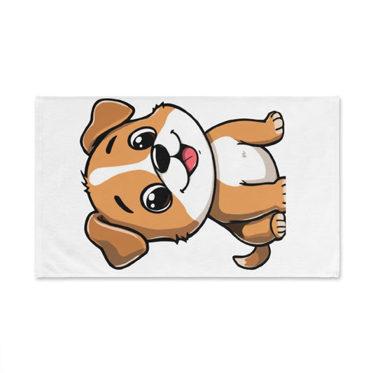 Cute Cartoon Puppy Hand Towel — Adorable Dog Face Bathroom or Kitchen Towel