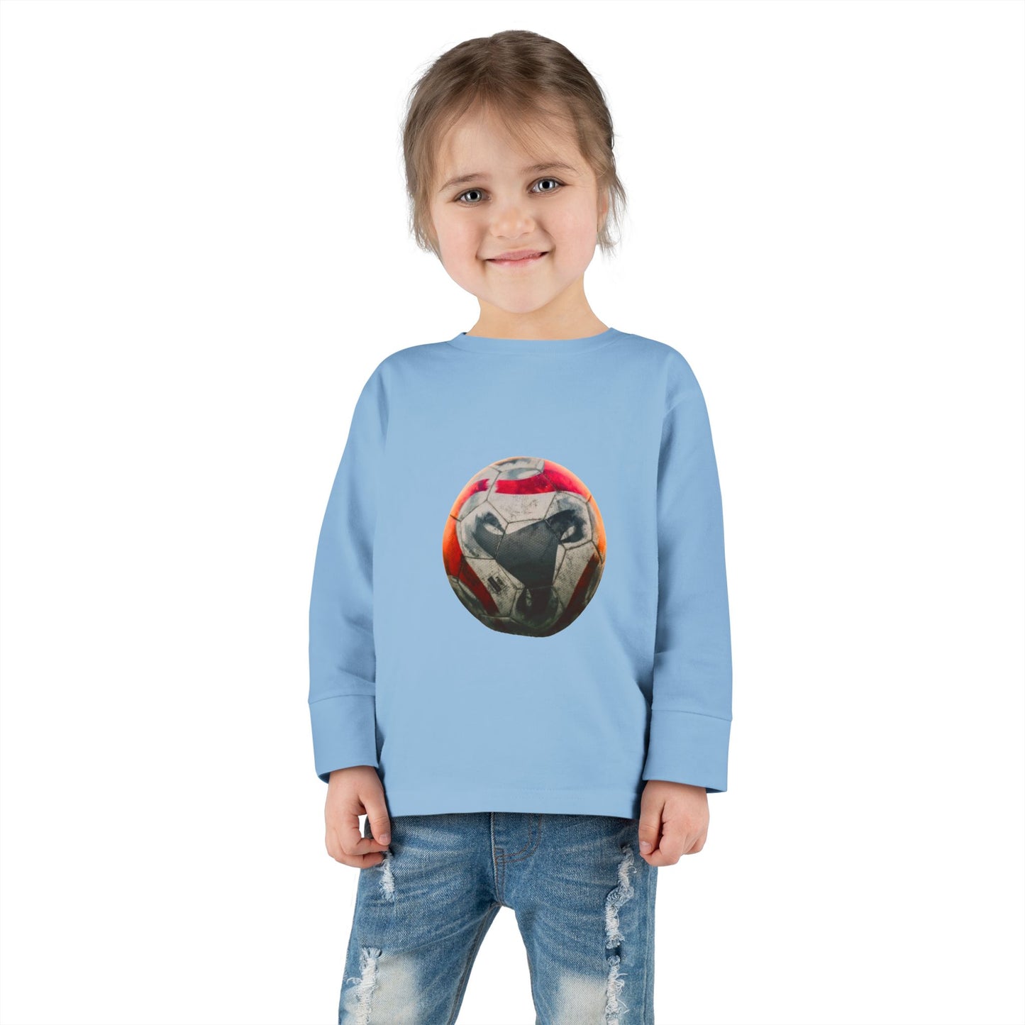 Toddler Long Sleeve Tee — Colorful Soccer Ball Graphic Kids Shirt