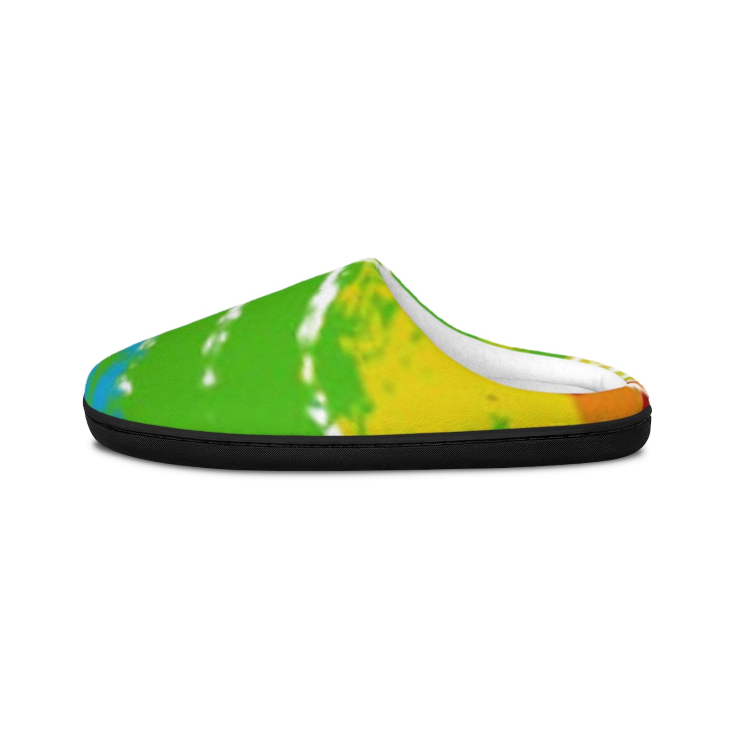 Colorful Abstract Indoor Slippers — Green Blue Tie-Dye Comfort