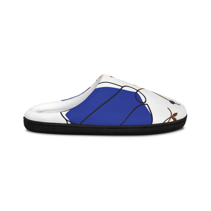 Blue Floral Women's Indoor Slippers — Cozy Slip-On House Shoes