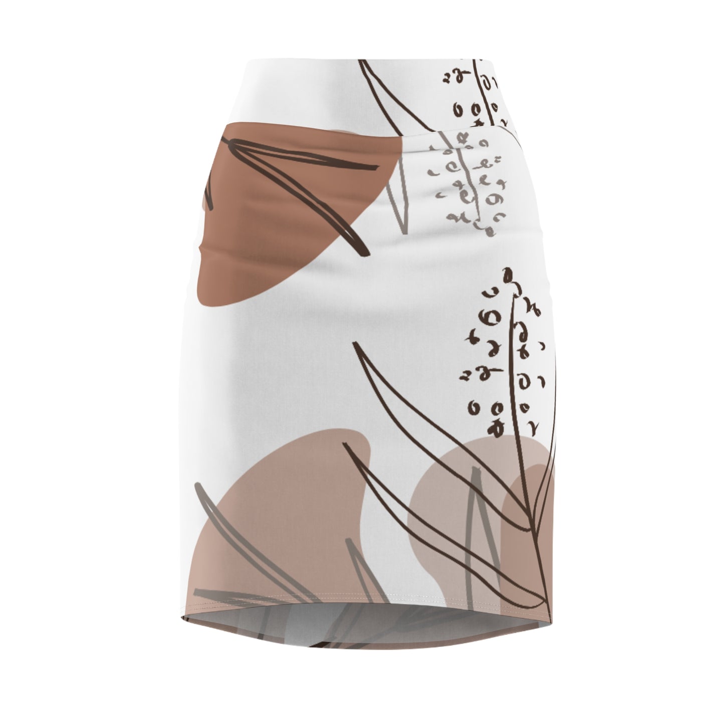 Abstract Neutral Floral Pencil Skirt