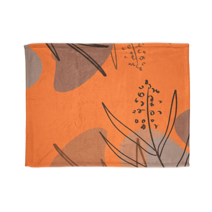 Abstract Autumn Leaves Blanket — Orange Botanical Throw