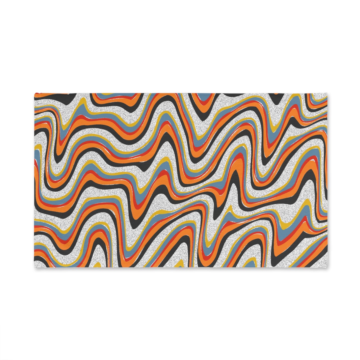 Hand Towel — Retro Wavy Orange Stripe Pattern