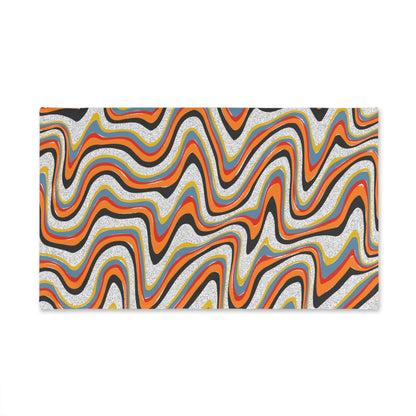 Hand Towel — Retro Wavy Orange Stripe Pattern