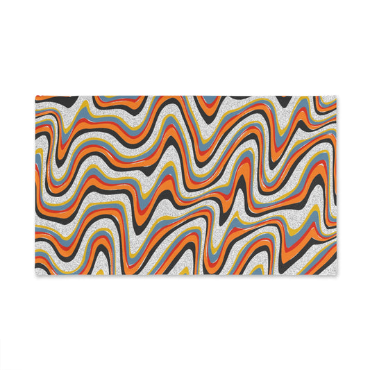 Hand Towel — Retro Wavy Orange Stripe Pattern
