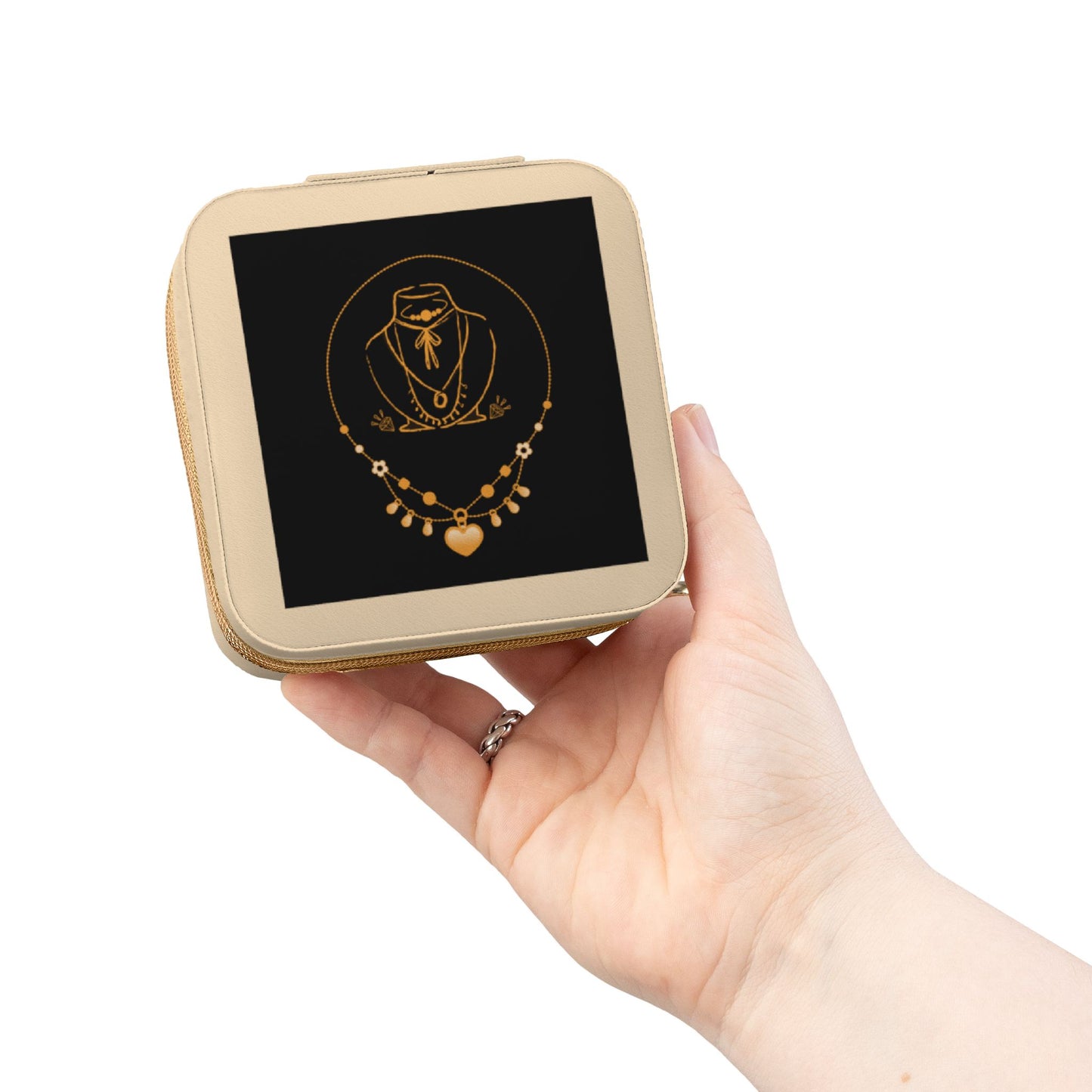 Jewelry Case — Compact Pink Travel Organizer with Necklace & Ring Storage