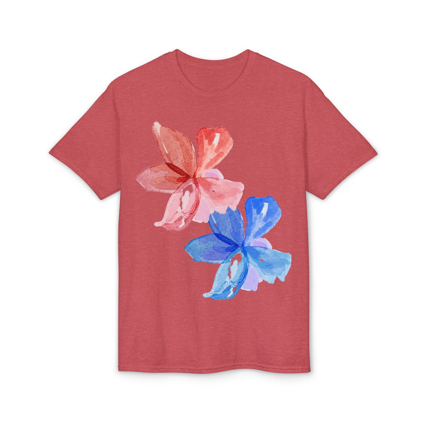 Floral Watercolor Tee — Pink & Blue Petal Graphic T-Shirt