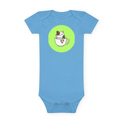 Cute Kitten in Teacup Baby Onesie — Adorable Cat Infant Bodysuit