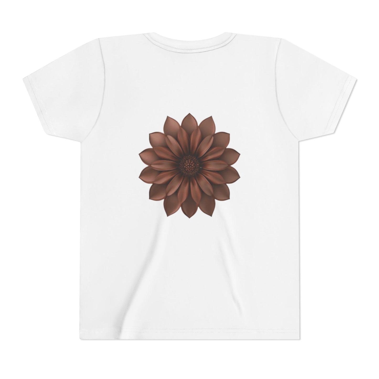 Youth Tee — Chocolate Brown Floral Dahlia Graphic