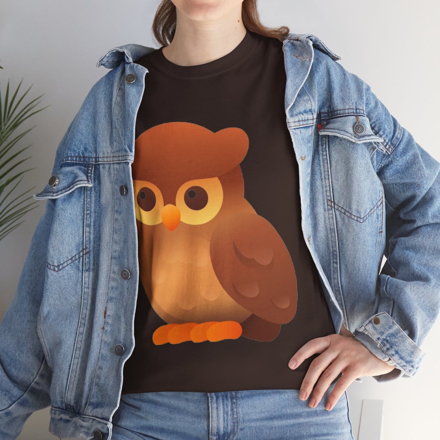 Cute Owl Graphic Tee — Whimsical Brown Owl Design