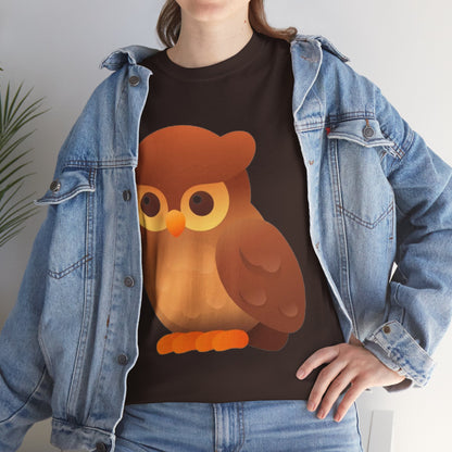 Cute Owl Graphic Tee — Whimsical Brown Owl Design