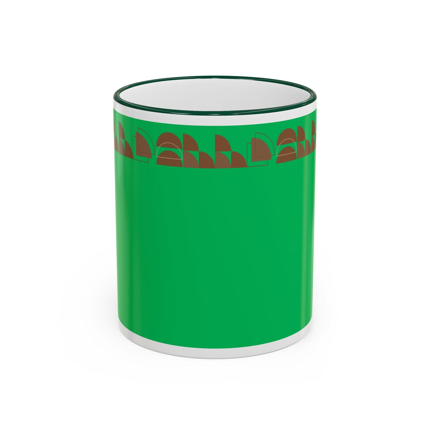 Green Floral Accent Rim Mug — Botanical Pattern 11oz/15oz