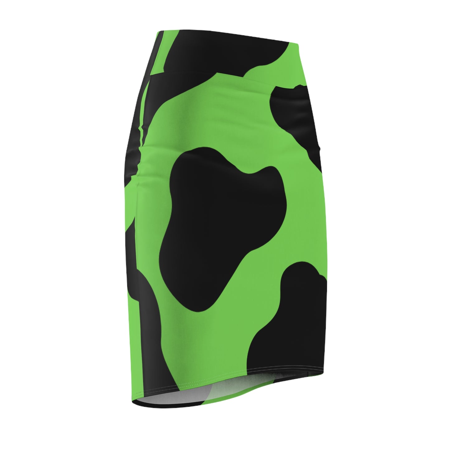 Neon Green Cow Print Pencil Skirt