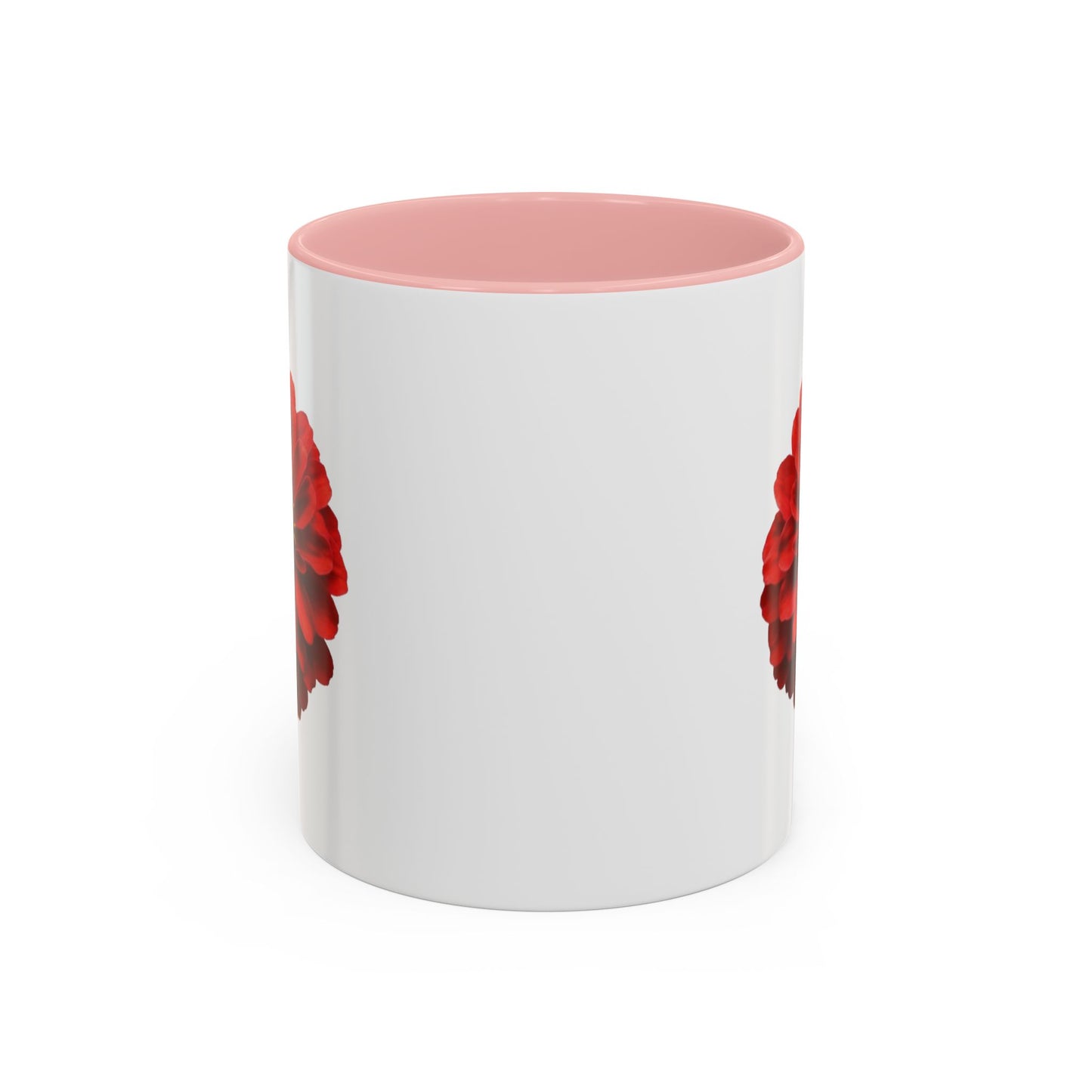 Red Zinnia Accent Coffee Mug — Floral Ceramic Tea Cup (11/15 oz)