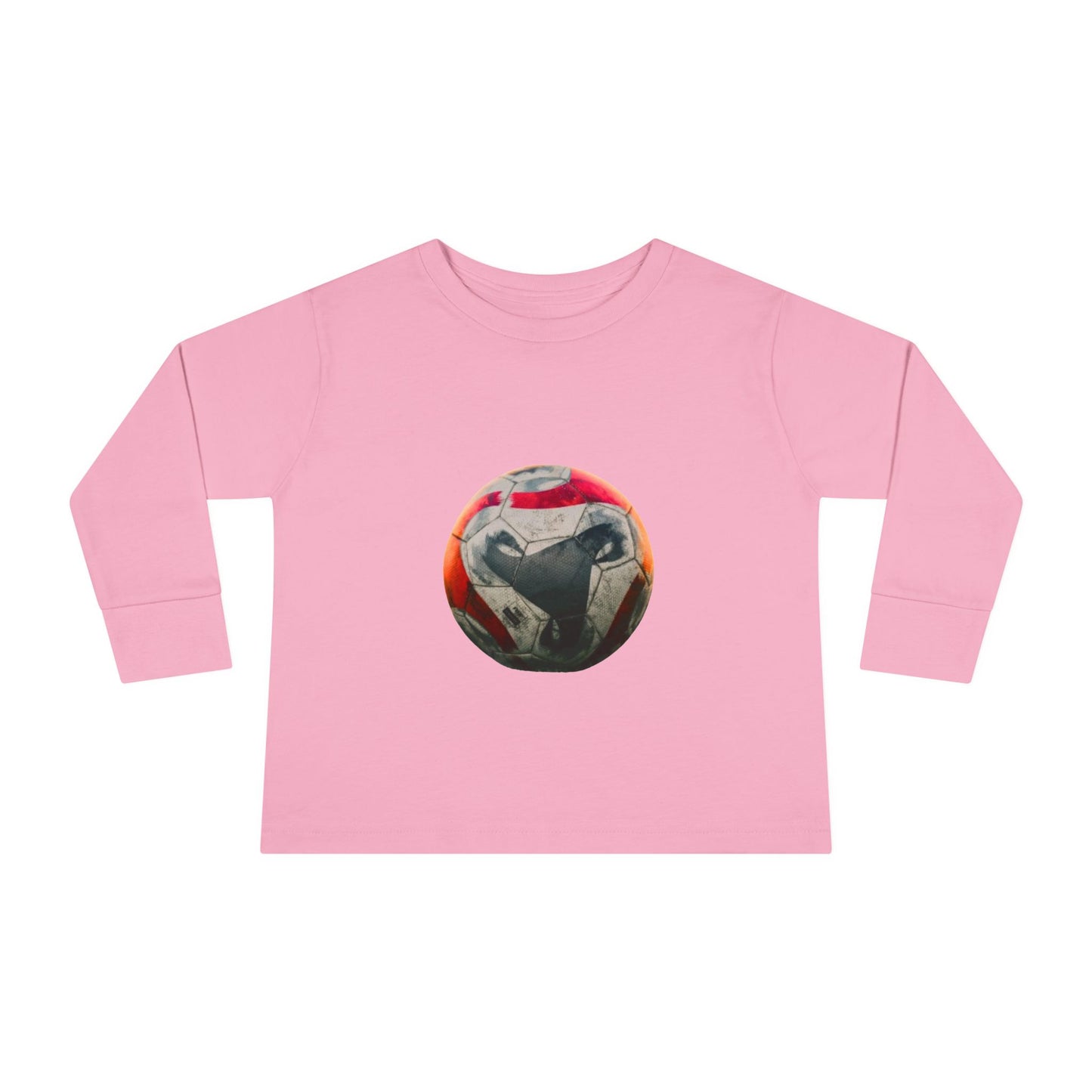 Toddler Long Sleeve Tee — Colorful Soccer Ball Graphic Kids Shirt