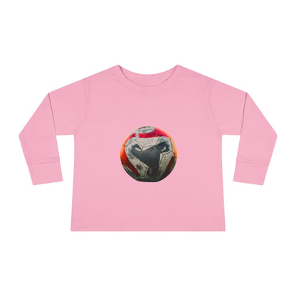 Toddler Long Sleeve Tee — Colorful Soccer Ball Graphic Kids Shirt