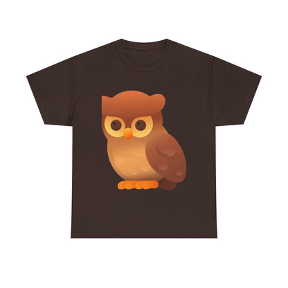 Cute Owl Graphic Tee — Whimsical Brown Owl Design