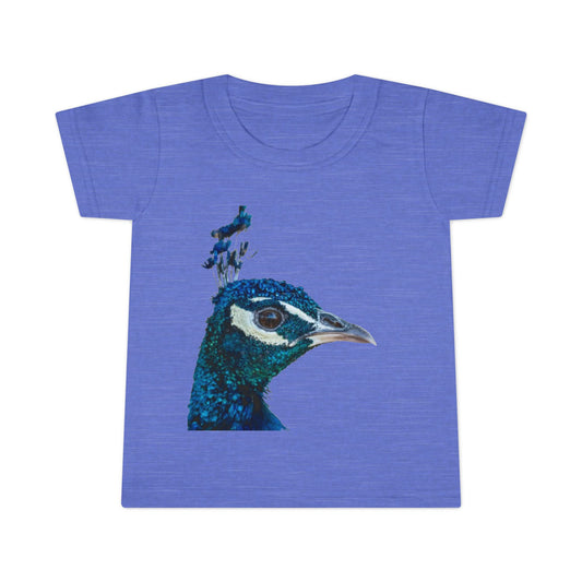 Peacock Profile Toddler T-Shirt — Sparkling Blue Bird Tee for Kids