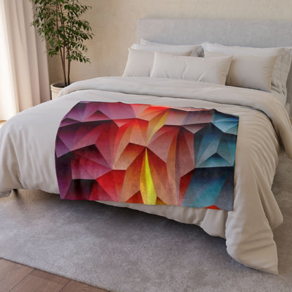 Geometric Prism Soft Polyester Blanket — Colorful Abstract Cozy Throw