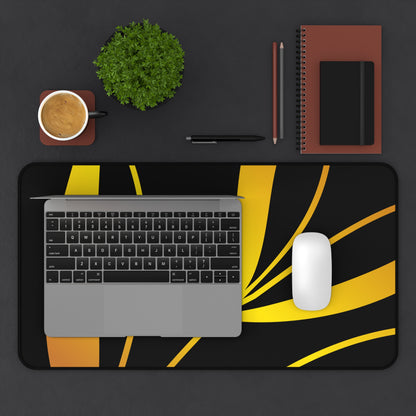 Golden Leaf Desk Mat — Elegant Black & Gold Office Desk Pad