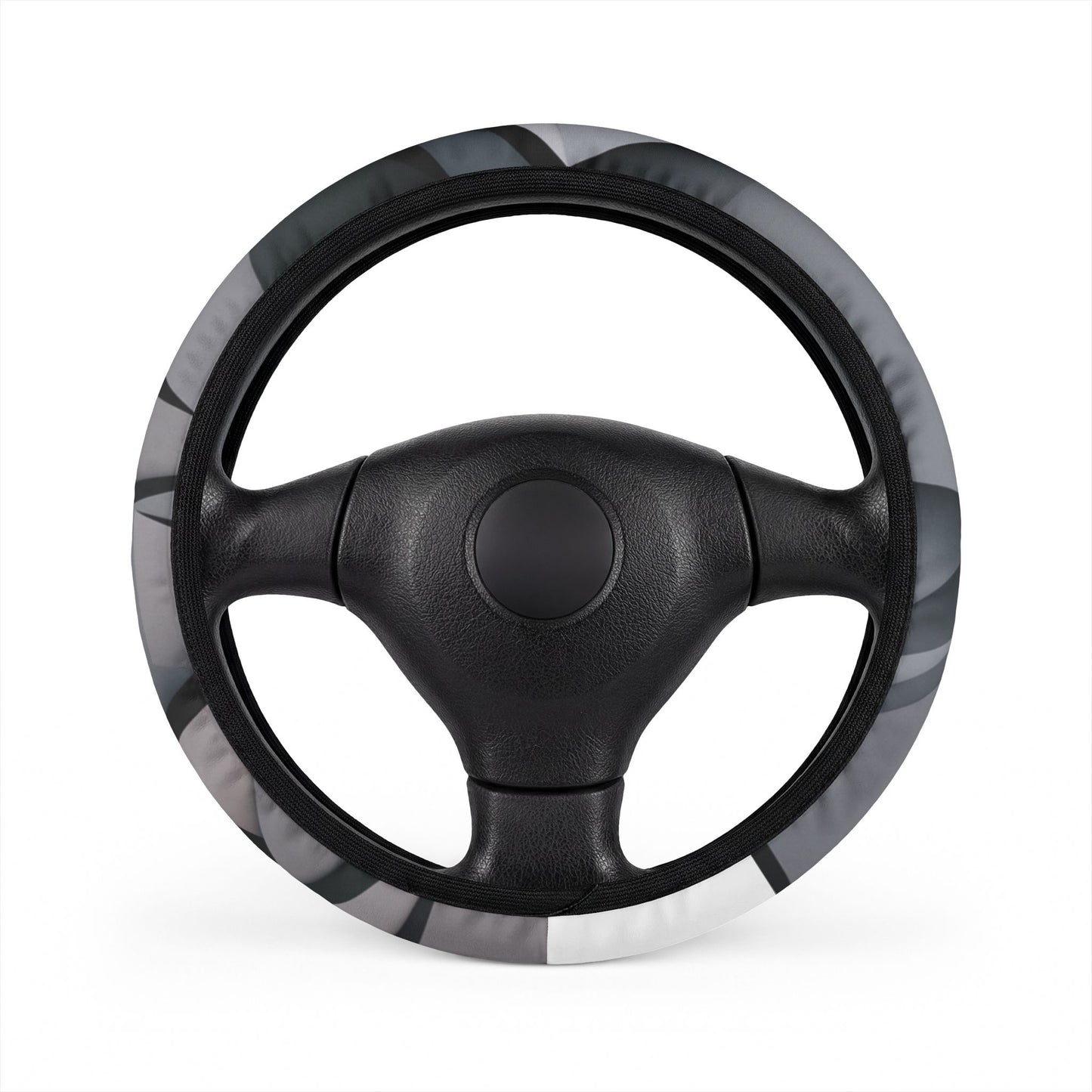 Gray Marble Steering Wheel Cover — Sleek Neutral Car Accessory