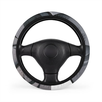 Gray Marble Steering Wheel Cover — Sleek Neutral Car Accessory