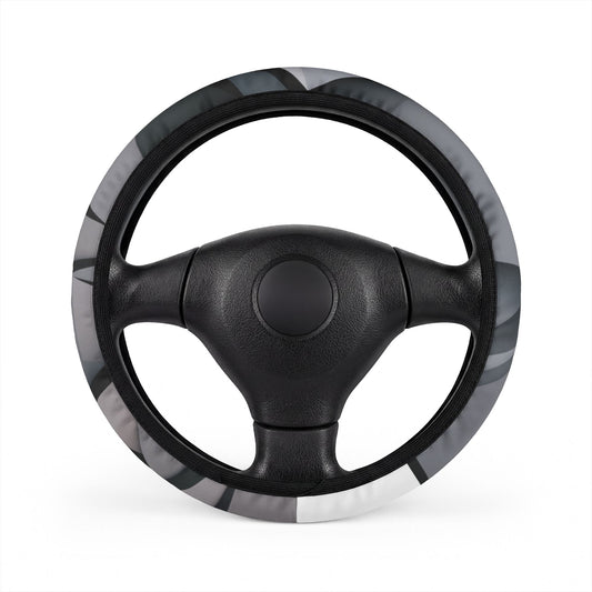 Gray Marble Steering Wheel Cover — Sleek Neutral Car Accessory